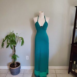Guess Jeans sexy open back teal maxi dress